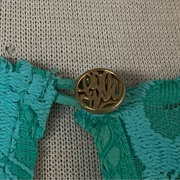 Lilly Pulitzer Turquoise Teal Eyelet Longsleeve Blouse Top Size S - Picture 8 of 11